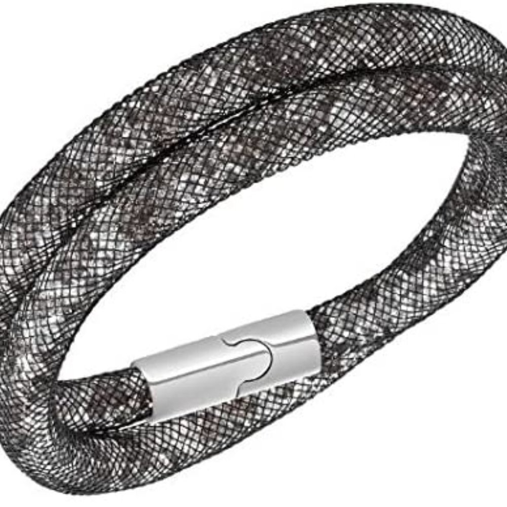 Swarovski Stardust Double Wrap Bracelet – Gray with Clear Crystals